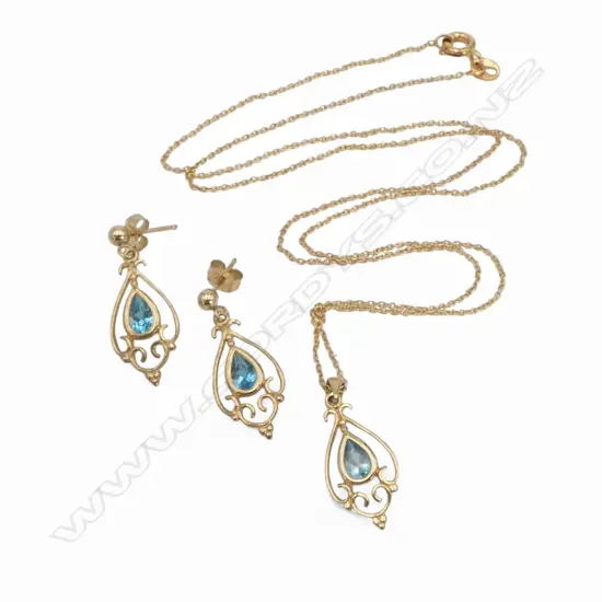 9CT PENDANT NECKLACE & EARRINGS SET, 2.75gms