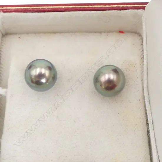 PAIR OF 14CT GOLD AND BLACK PEARL STUD EARRINGS