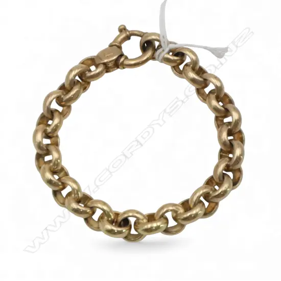 9ct GOLD HOLLOW BELCHER LINK LARGE LINK BRACELET 20gms