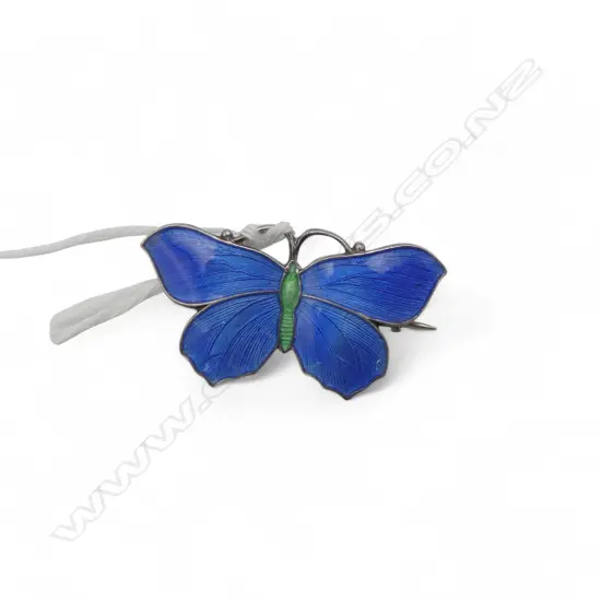 Vintage stg silver blue butterfly brooch