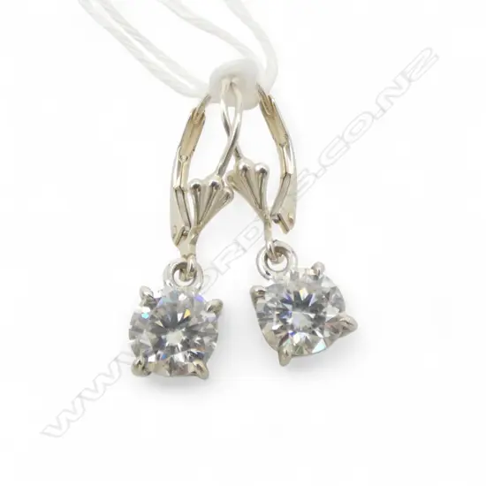 PR SILVER & MOISSANITE EARRINGS, CONTINENTAL LOCKS