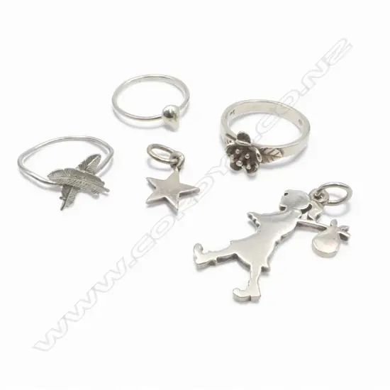 ASST SILVER INCLDS; KAREN WALKER & BOH RUNGA RING SIZE K. L. M.