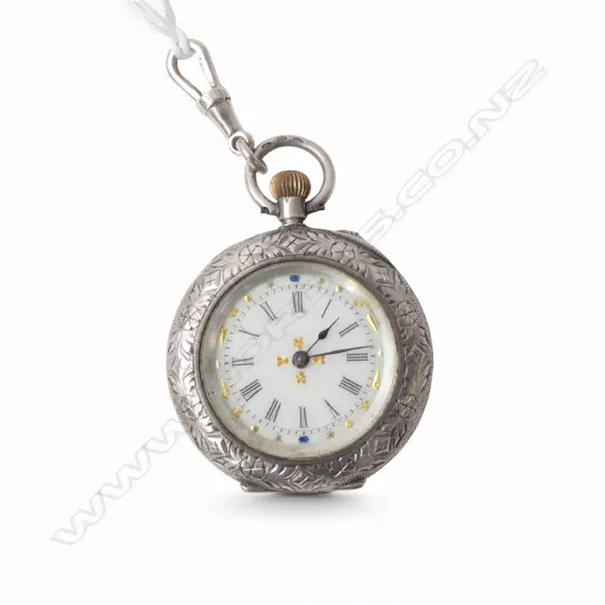ANTIQUE LADIES SILVER FOB WATCH