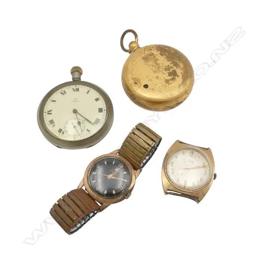 2 VINTAGE GENT'S WRISTWATCHES: Buren + other + OMEGA POCKET WATCH running no bow suspension + altimeter 