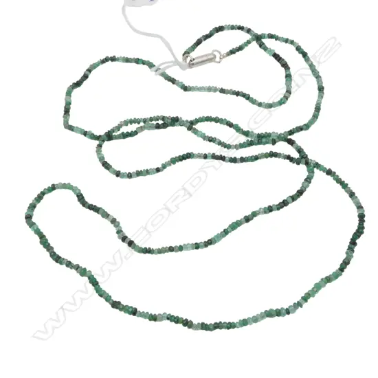 EMERALD BEADED NECKLACE L.1010mm w. VALUATION
