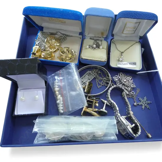 COLLECTION COSTUME & SILVER JEWELLERY, COINS