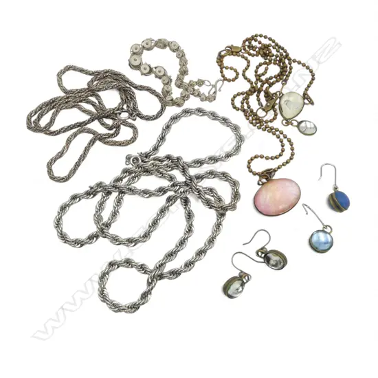 LISA HOSKING BRASS HEART NECKLACE w. PR MATCHING EARRINGS, PR EARRINGS & NECKLACES + THAI SILVER BRACELET & 2 NECKLACES