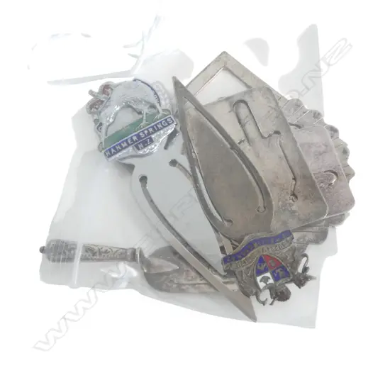 8 SILVER & SILVER PLATE BOOK PAGE MARKS: 3 enamelled