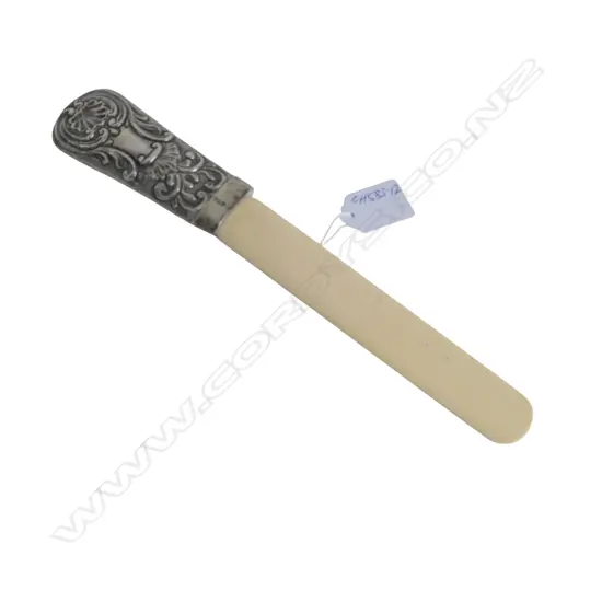 SILVER & IVORY PAGE TURNER London 1896, Fitting slightly crooked. L.295mm