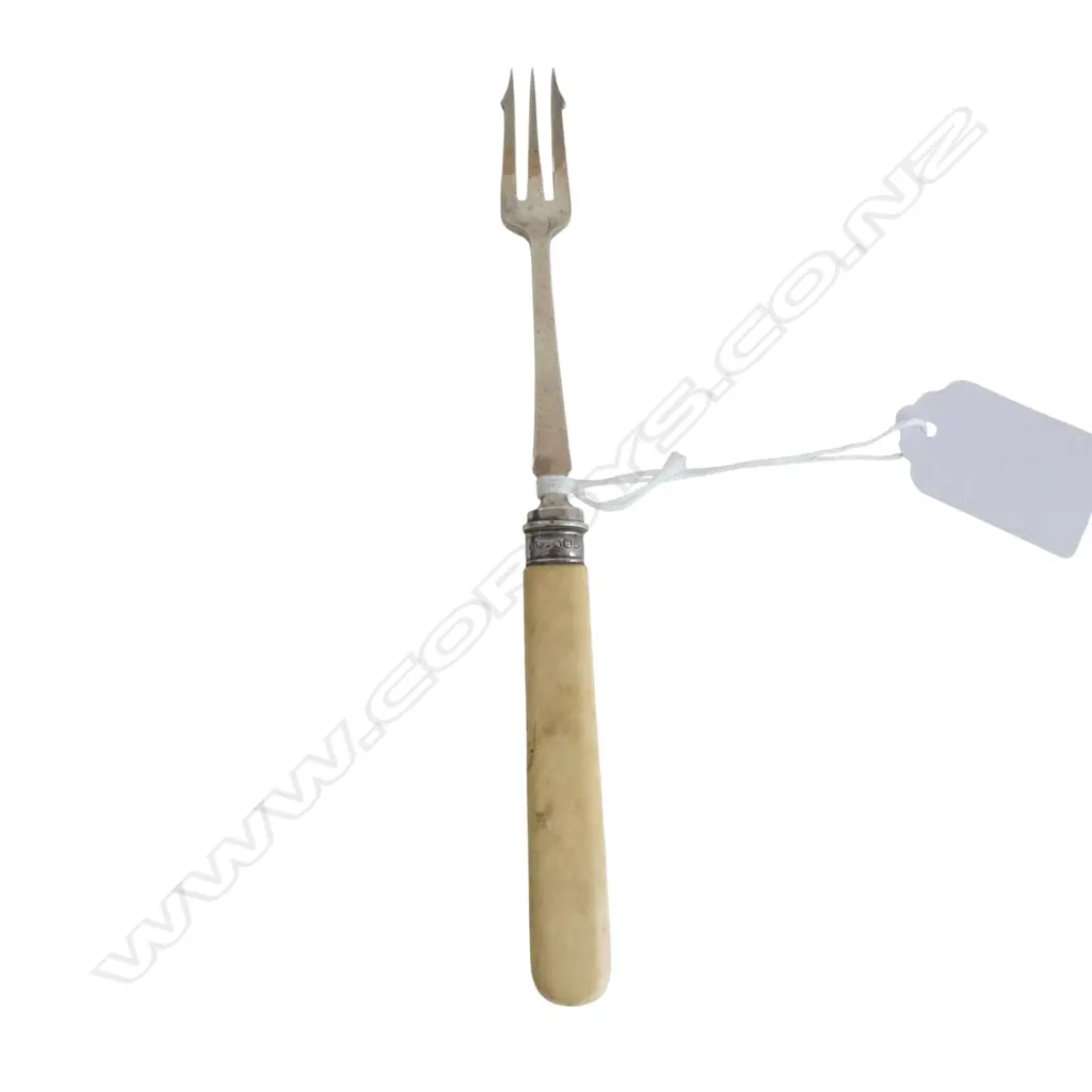 S/SILVER PICKLE FORK MARINE IVORY HANDLE L170MM 22GRMS TOTAL WEIGHT Image 1++