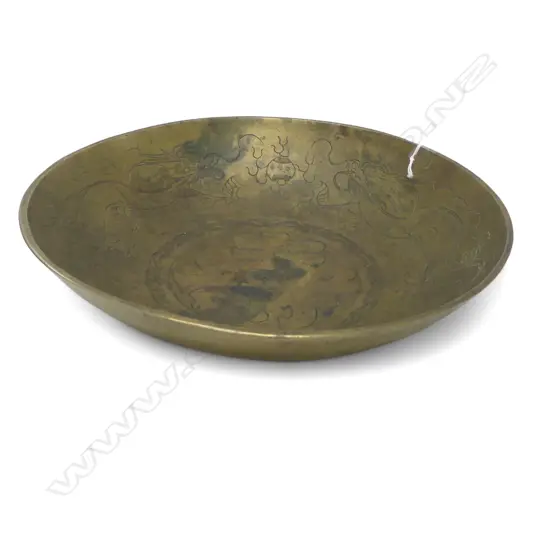 ANTIQUE CHINESE RESINATING BRASS BOWL DIA 300MM