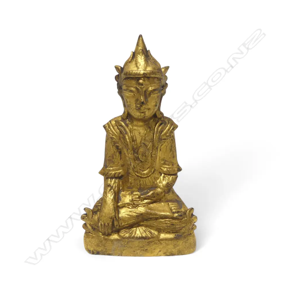 ANTIQUE GILT SEATED BUDDHA H120MM Image 1++