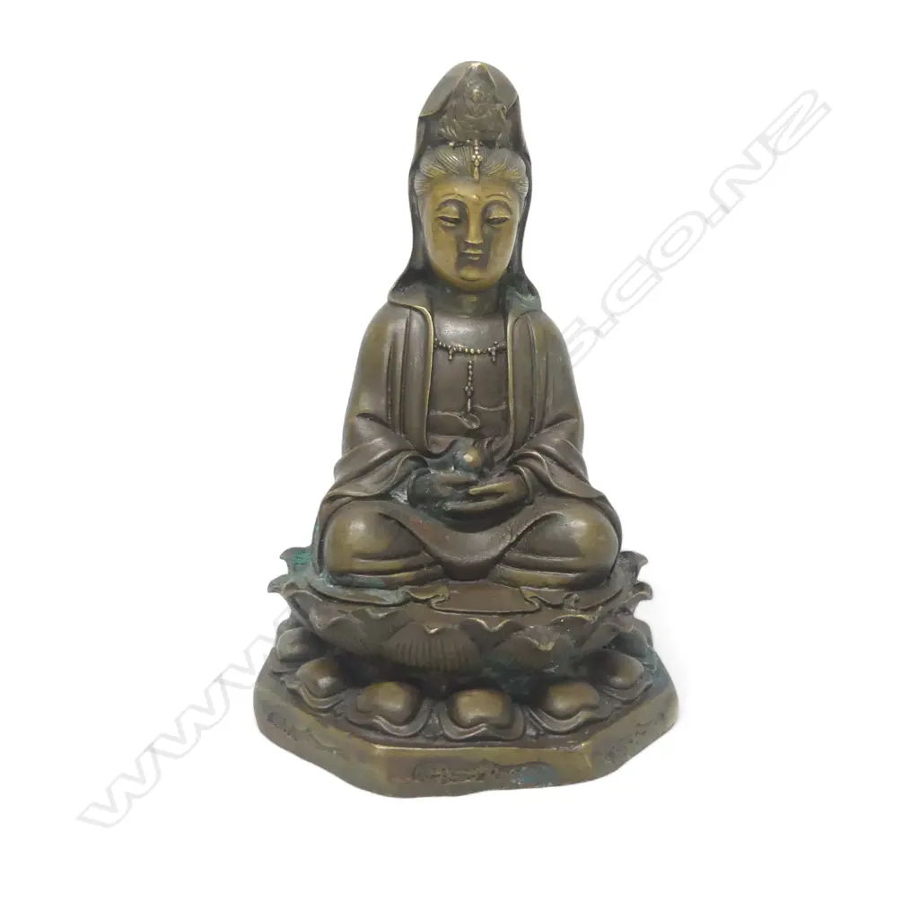 ANTIQUE BRONZE GUAN YIN STATUE H160MM Image 1++