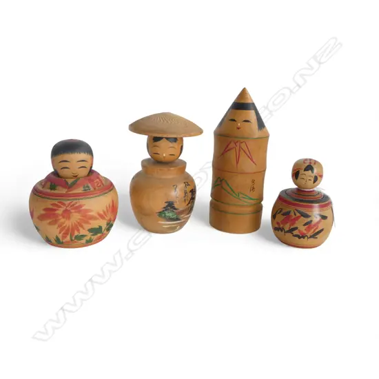 4 JAPANESE 1960's KOKESHI DOLLS, H.220mm (tallest)