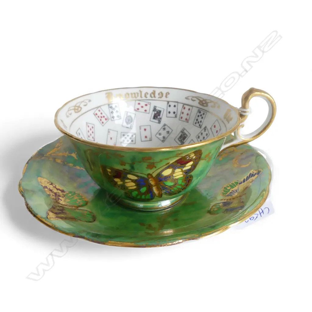 AYNSLEY BUTTERFLY LUSTRE 'CUP OF KNOWLEDGE' CUP & SAUCER Image 1++