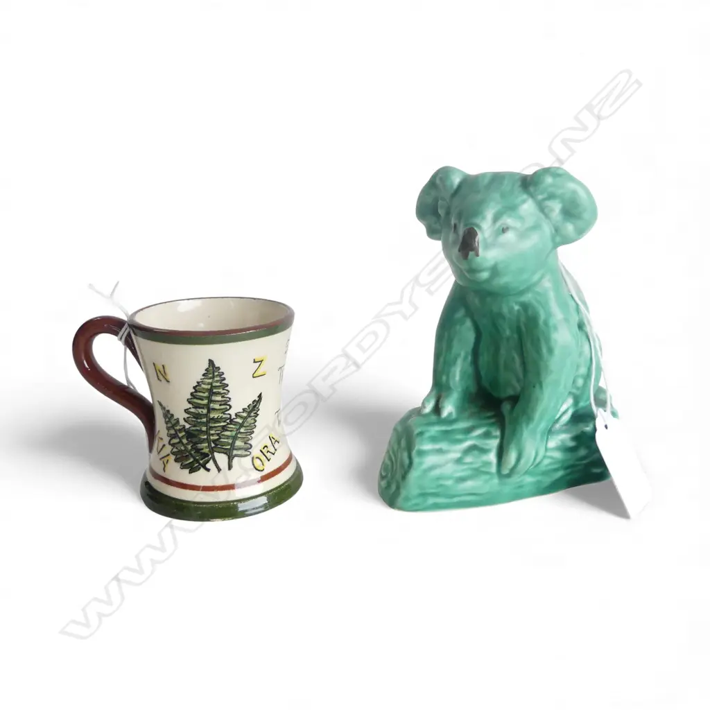 WATCOMBE TOURQUAY NZ 1935-36 Football Team visit MUG + SYLVAC POTTERY KOALA #1390. H.115mm Image 1++