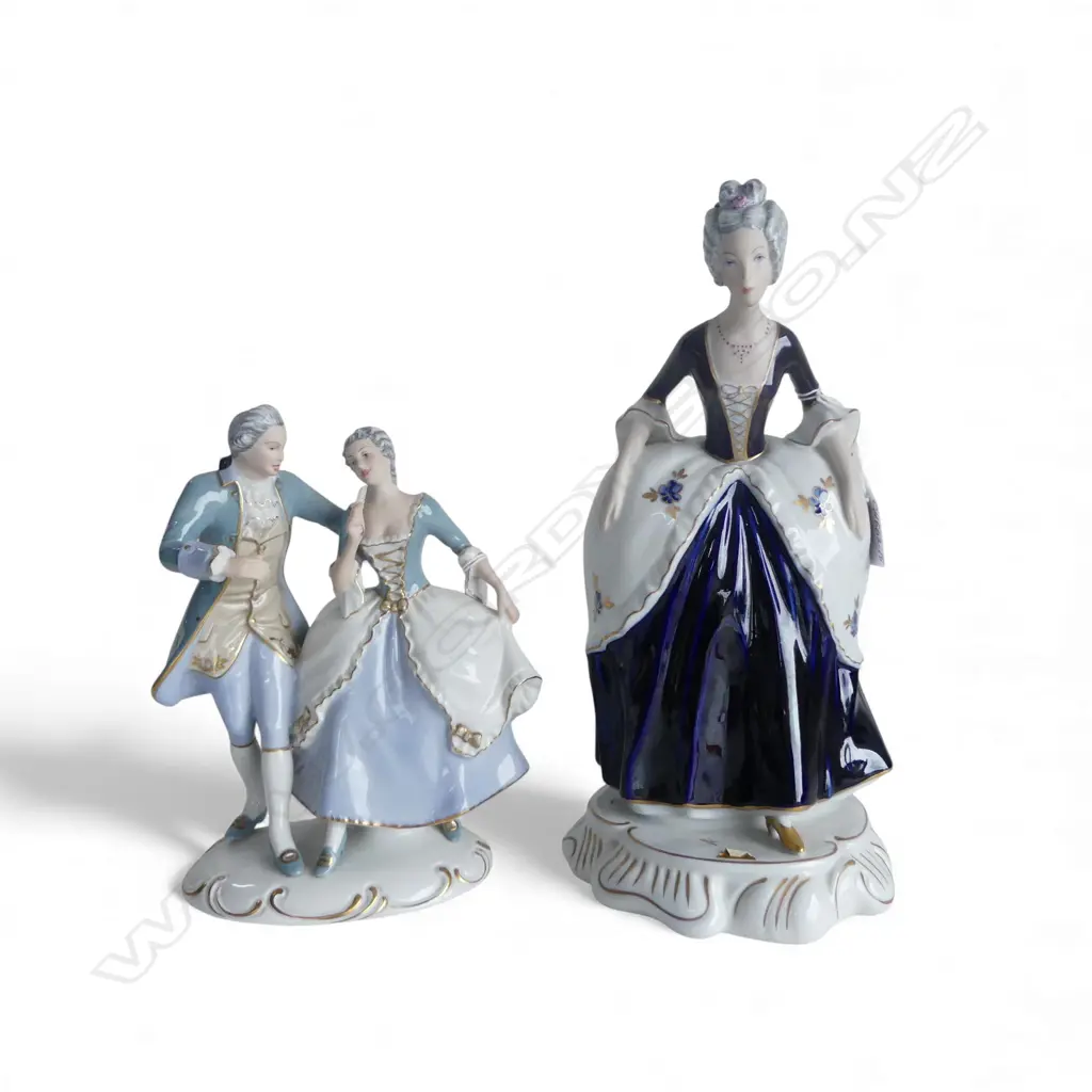 2 ROYAL DUX  FIGURES, ELEGANT LADY H.300mm & DANCING COUPLE, H.220mm Image 1++