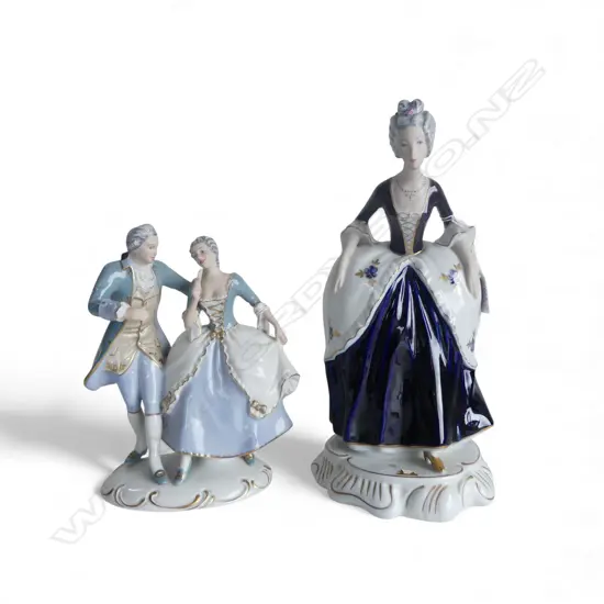 2 ROYAL DUX  FIGURES, ELEGANT LADY H.300mm & DANCING COUPLE, H.220mm