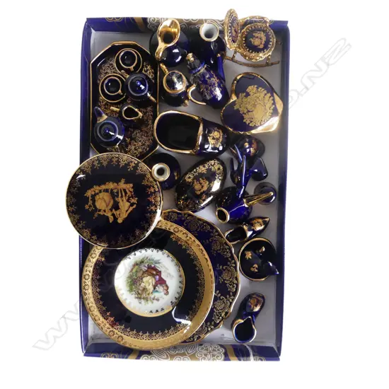 ASST. LIMOGES PORCELAIN BLUE SERIES MINIATURES