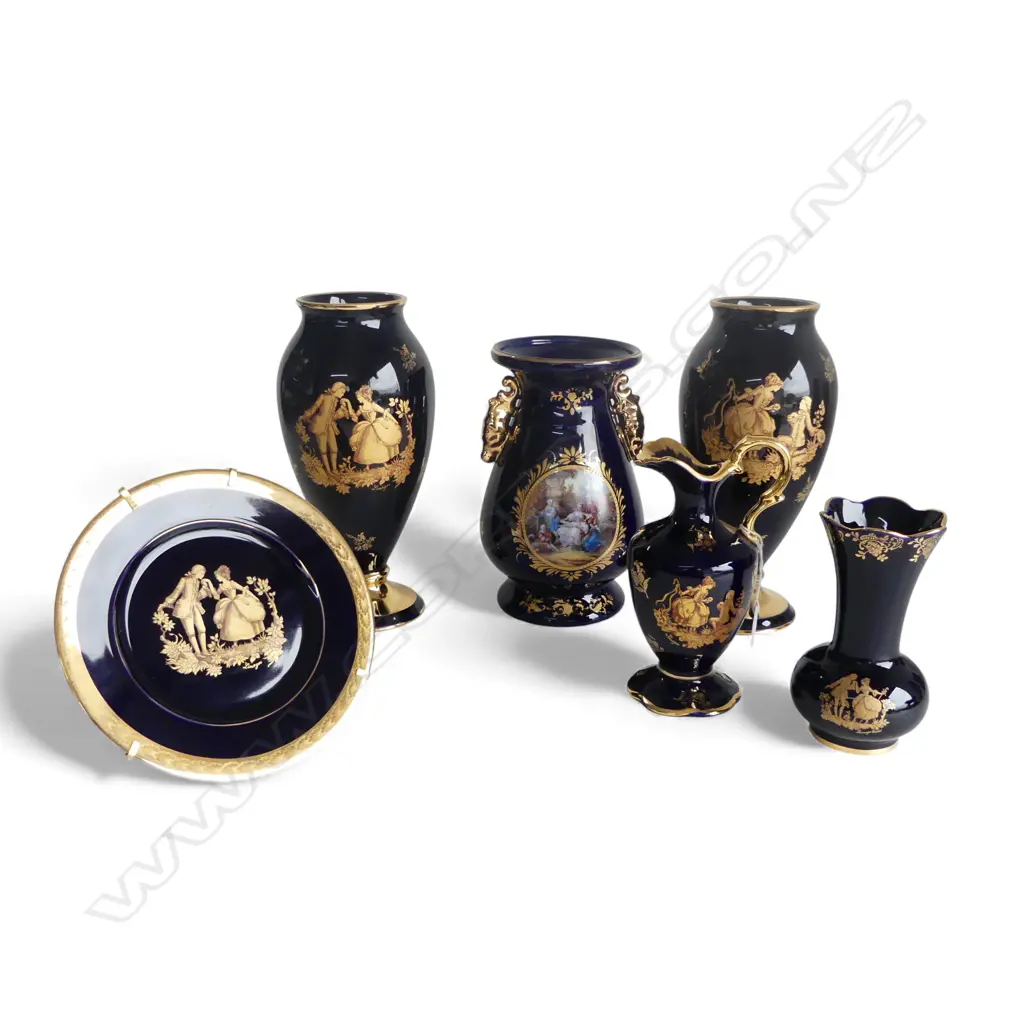 6 PCS ASST. FRENCH LIMOGES PORCELAIN, VARIOUS DESIGNS, H.280mm tallest Image 1++