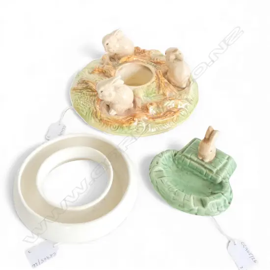 3 SLYVAC CHINA VASES 2 WITH BUNNYS 1 CHIP DIA190MM LARGEST