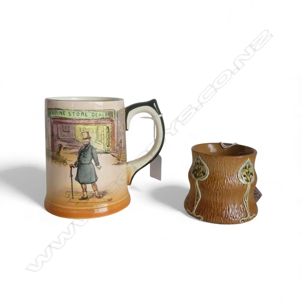 ARTS & CRAFTS DOULTON LAMBETH OPEN VASE Dia 80mm WITH ROYAL DOULTON TANKARD 'MR MICAWBER Image 1++