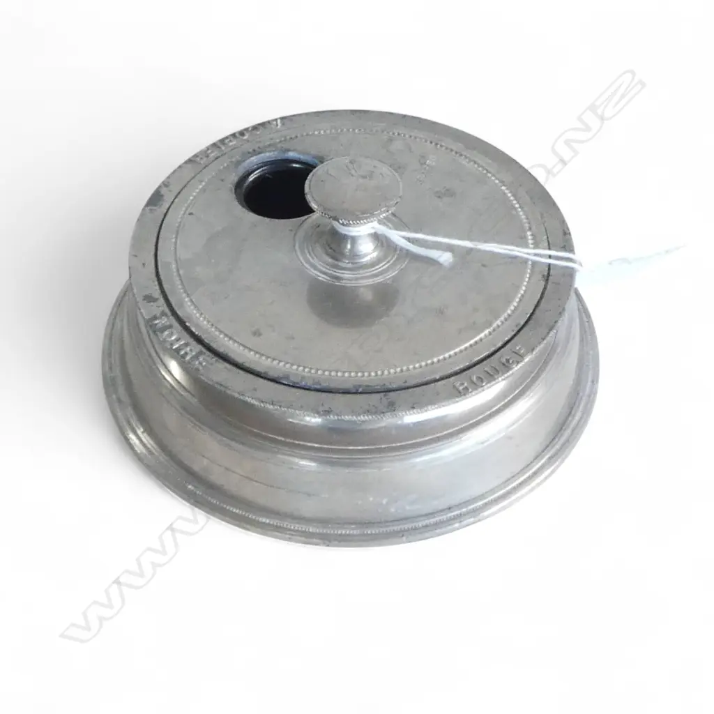 ANTIQUE FRENCH J.P.M. 'DEPOSE' DESK STAND with rotating lid Dia.145mm Image 1++