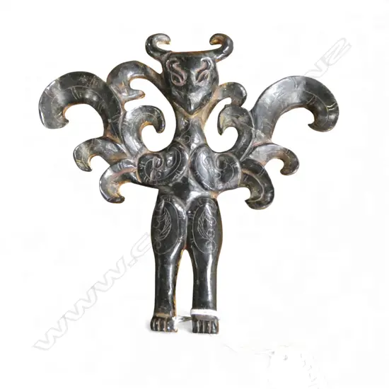 DARK JADE CARVED MYTHOLOGICAL FIGURE RESTORED H150MM