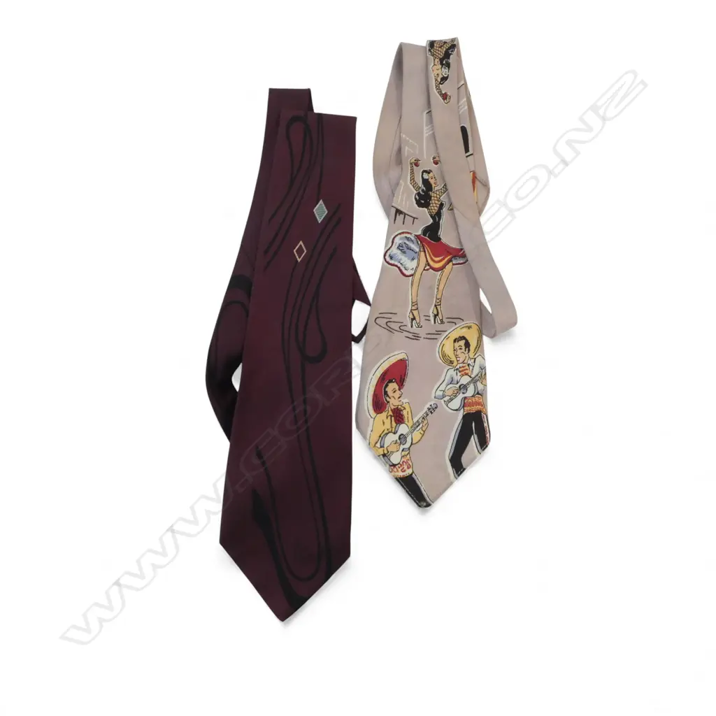 2 RETRO VINTAGE TIES: 1 flamenco dancers  + other Dolce & Gabbana with pin up girl to back of flap Image 1++