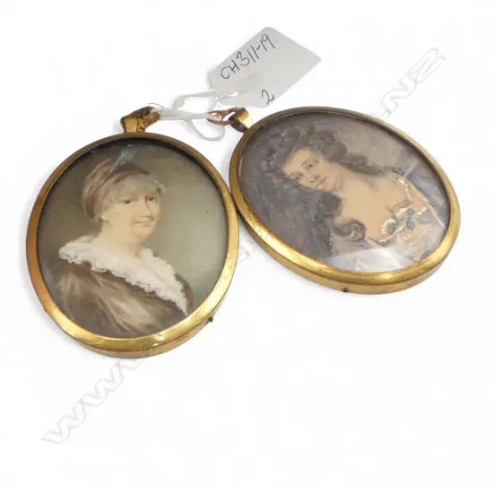 2 OLD PORTRAIT MINATURES 1 probably on ivory 75 x 60mm