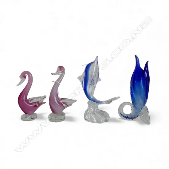 GLASS DOLPHIN ORN H250 FISH H260 & 2 GLASS BIRD H190MM