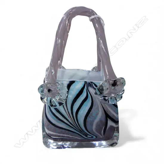 MURANO STYLE ART GLASS HANDBAG H.170mm