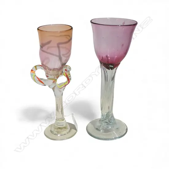 2 ART GLASS GOBLETS H.220mm 