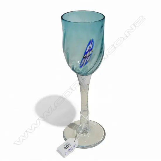 PETER VIESNIK ART GLASS TALL DRINKING GLASS. H.218mm