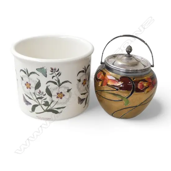 PORTMEIRION JARDINIERE H.170x210mm + ART NOUVEAU FORESTER & SONS BISCUIT BARREL