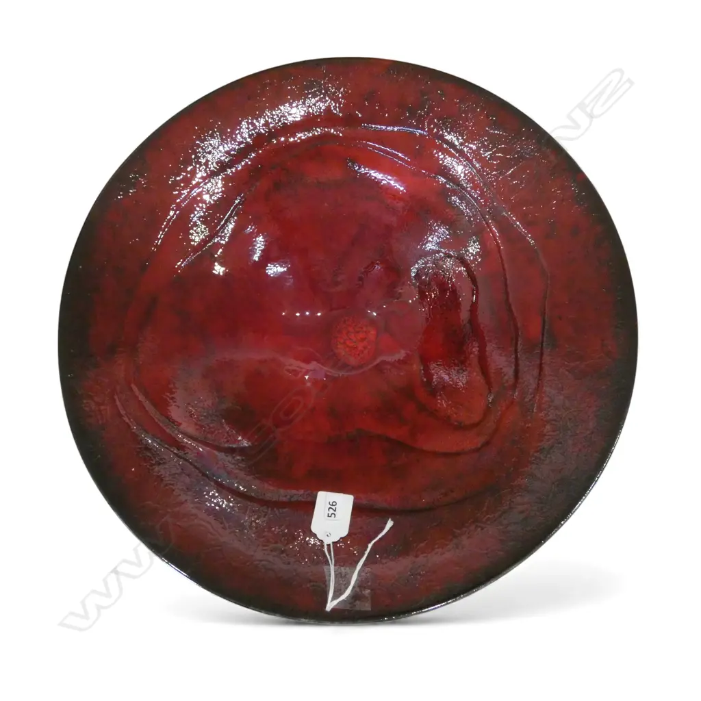 KEUM SUN LEE RICH RED BOWL, Dia.370mm Image 1++