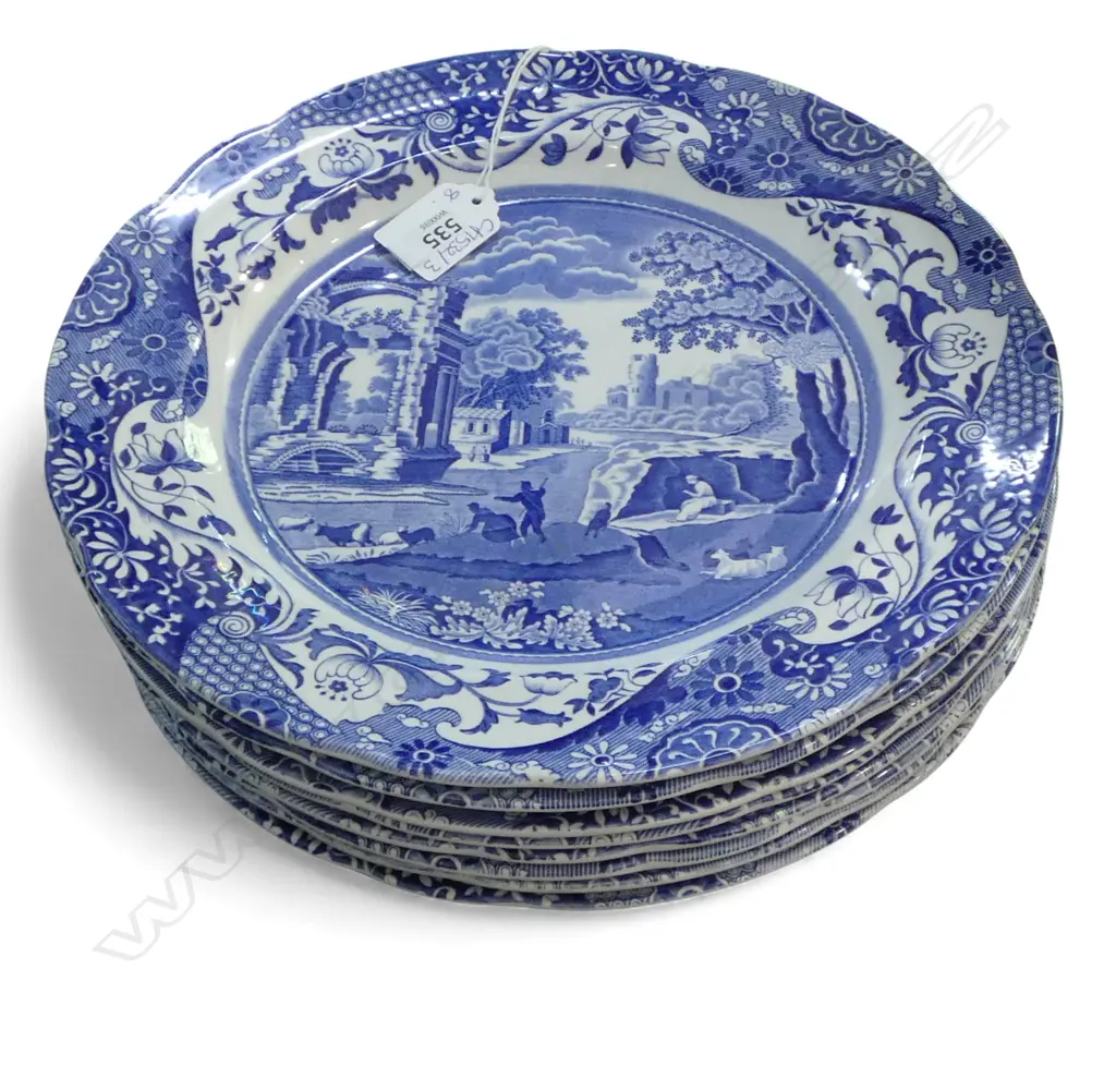 8 SPODE ITALIAN DINNER PLATES 265mm dia Image 1++