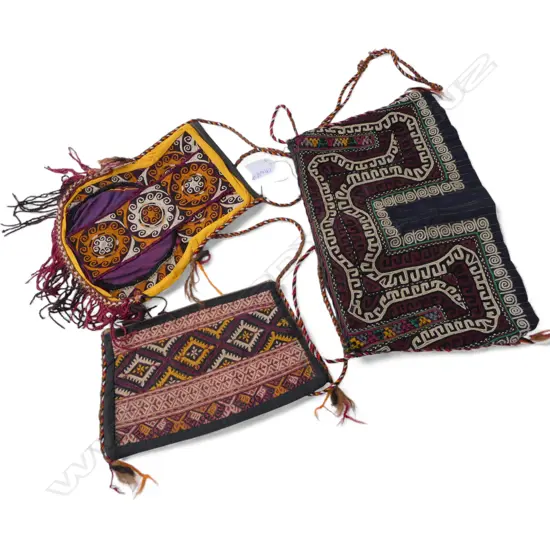3 HAND EMBROIDERED TURKOMEN BAGS W.340mm