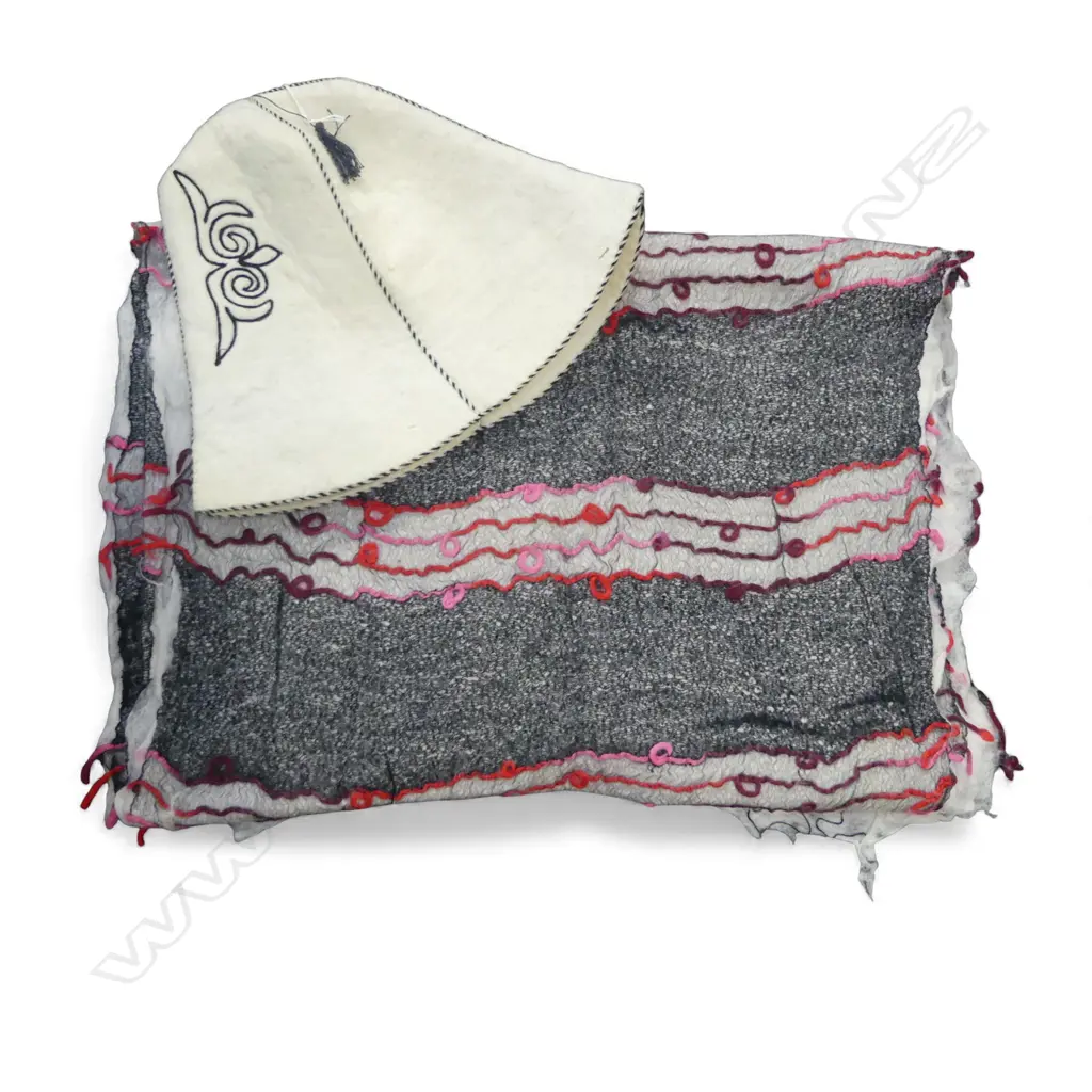 TURKISH FELTED WOOL RUNNER + KYRGYZ CAP Image 1++