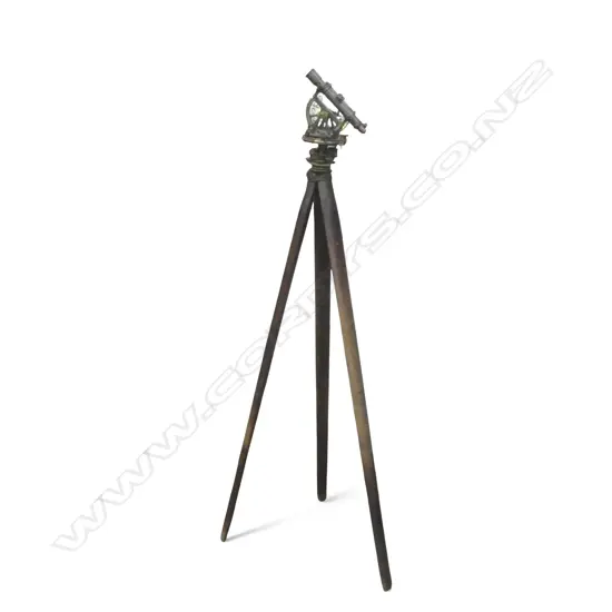 TROUGHTON & SIMMS BRASS THEODOLITE, w 10½" TELESCOPE ON TRIPOD STAND H.1660mm