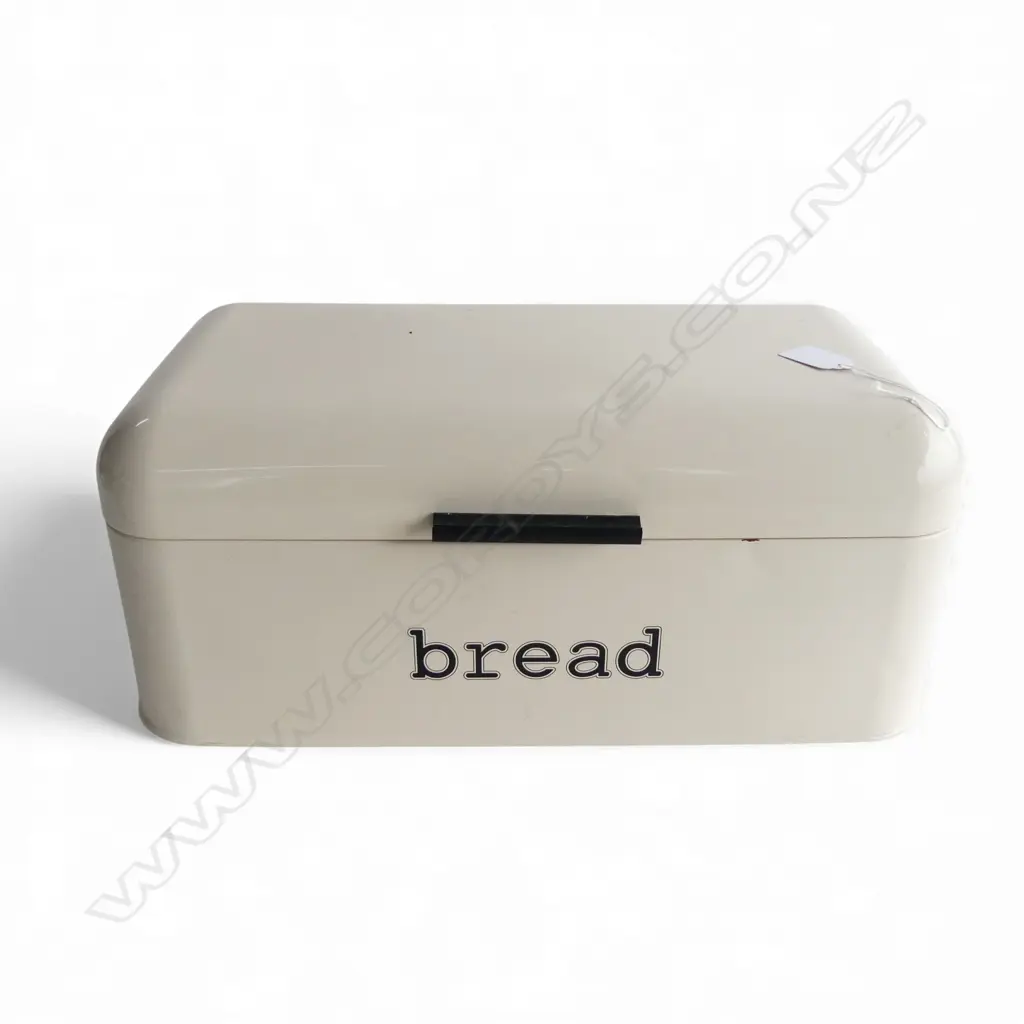 WHITE ENAMEL BREAD TIN 425x230x170mm Image 1++
