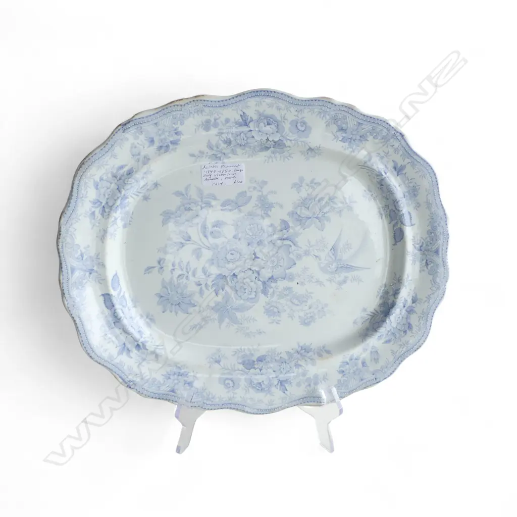 LRG VICTORIAN B/W ASHETTE & 5 ENGLISH CHINA SANDWHICH PLATES Image 1++