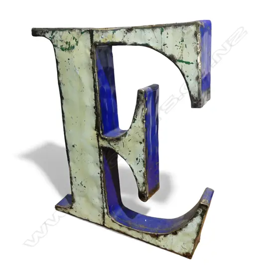 LARGE DISTRESSED METAL 'E' 410x60x485