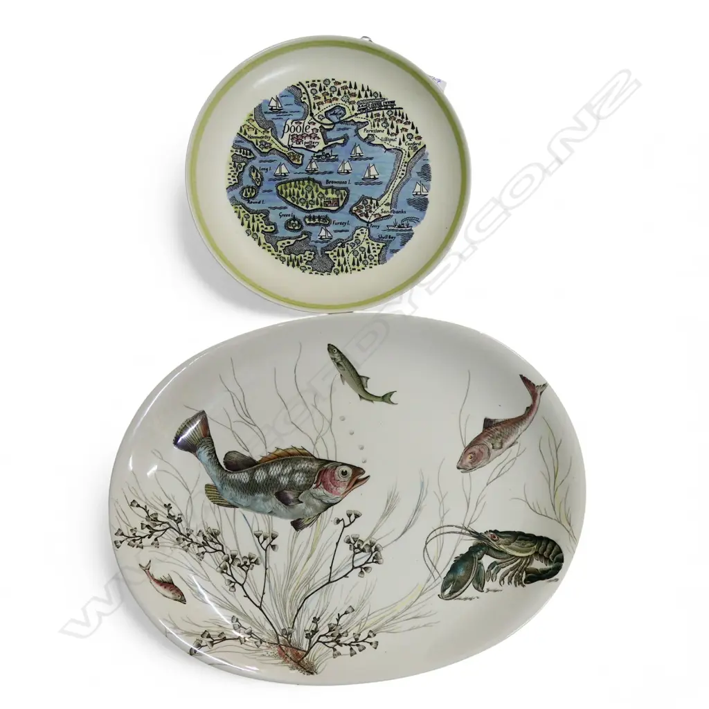 JOHNSON BROS 'FISH' PLATTER W.410mm + POOLE POTTERY PLATE  Image 1++