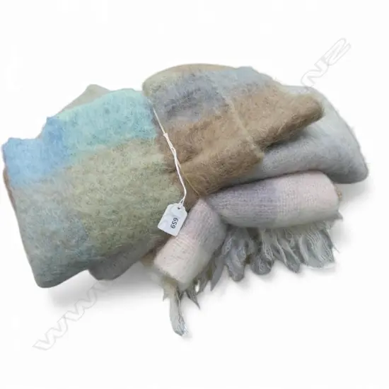 3 VINTAGE MOHAIR BLANKETS 
