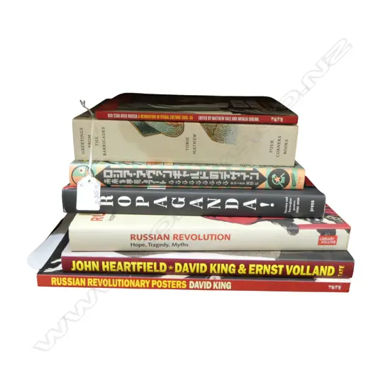 7 RUSSIAN REVOLUTION REFERENCE BOOKS; PROPAGANDA, POSTERS etc