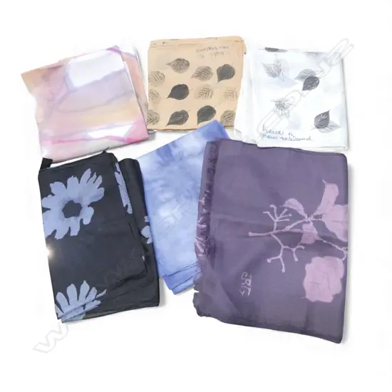 SIX ASST NZ MADE SILK SCARVES