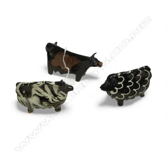 TRIO NZ STUDIO POTTERY FARM ANIMALS by JACKIE CRESPIN, H.100 x 160mm