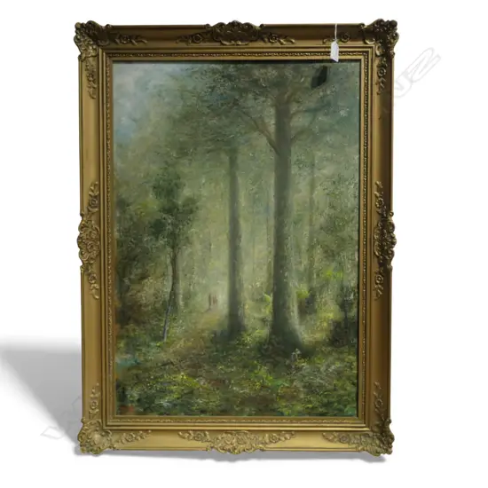 LARGE OIL ON BOARD 'KAURI FOREST NORTHLAND ' 'JWP' INITIALLED 650X500mm