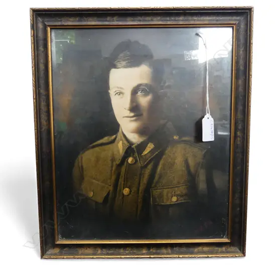 HAND COLOURED WWI PORTRAIT OF MARTIN DAY NZFA 290x240mm